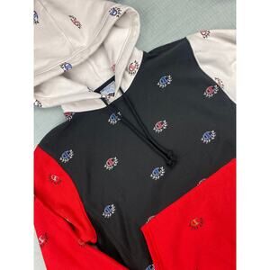 NWT Champion Reverse Weave AOP Pullover Hoodie Men’s sz Small S Red/Black/White